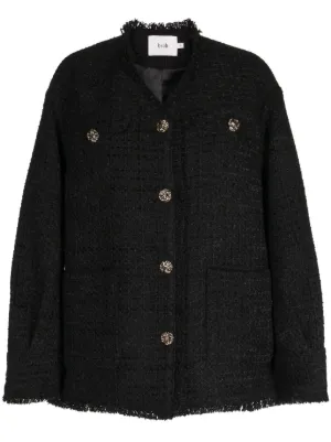 Zara tweed cheap black jacket