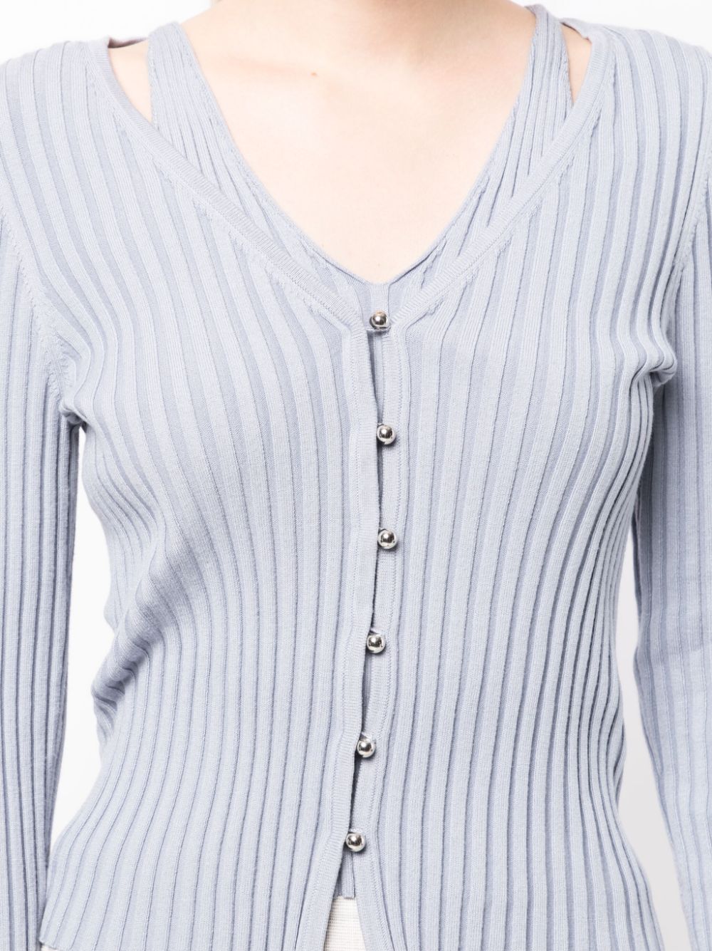 Shop B+ab Ribbed-knit V-neck Cardigan In Grey