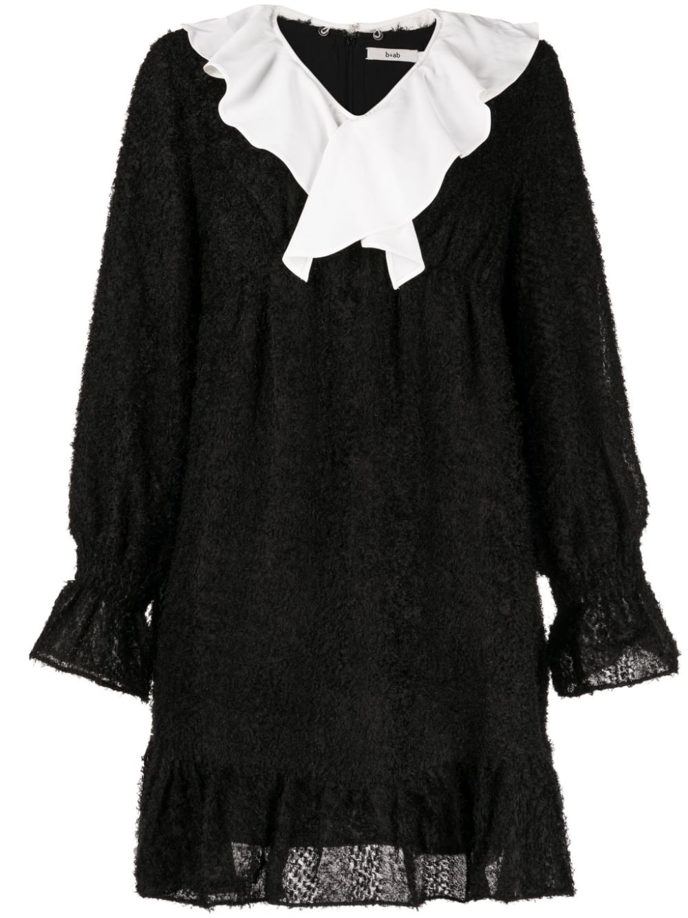 b+ab ruffle-detailing textured-finish dress - Black