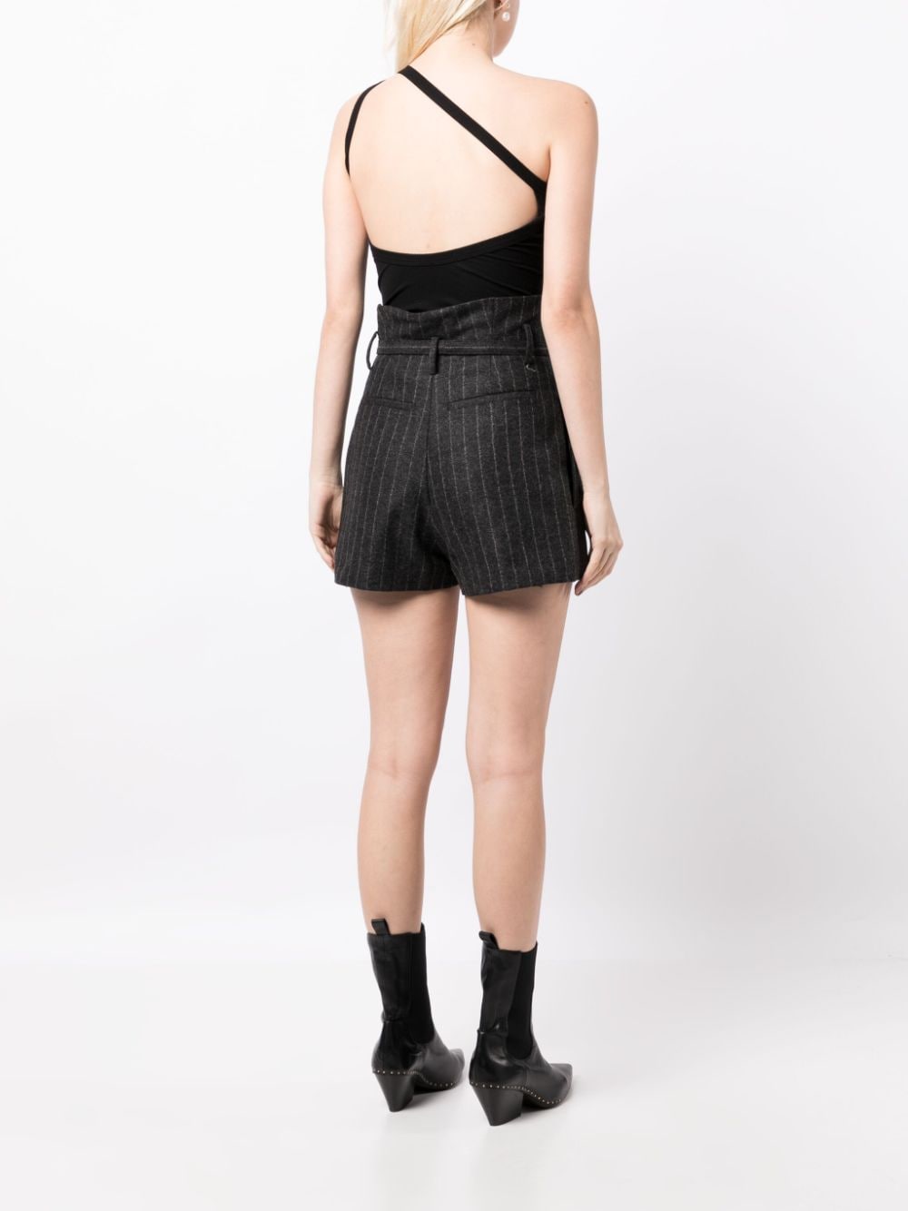 Shop Iro Stripe-pattern High-waist Shorts In 灰色