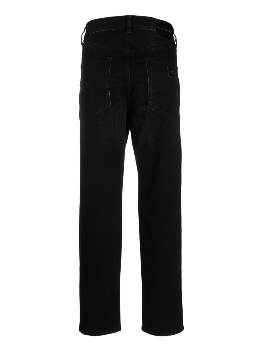 Shop Armani Exchange Logo-patch Tapered-leg Jeans In Black