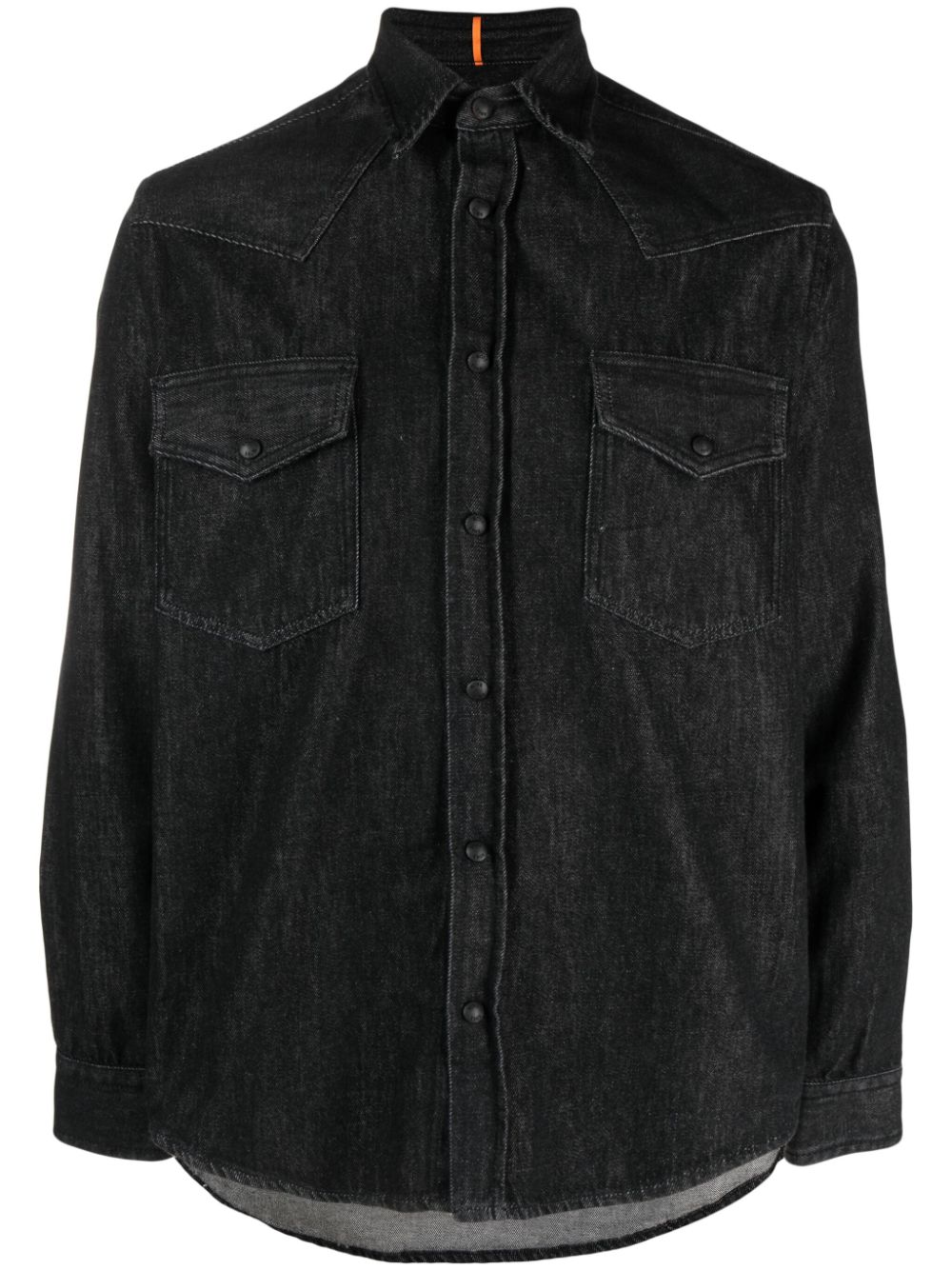 Hugo Boss Flap-pocket Denim Shirt In Black