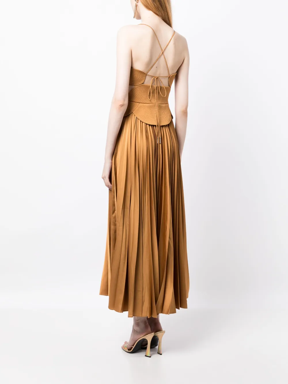 Shop Acler Atholton Midi Dress In Gold