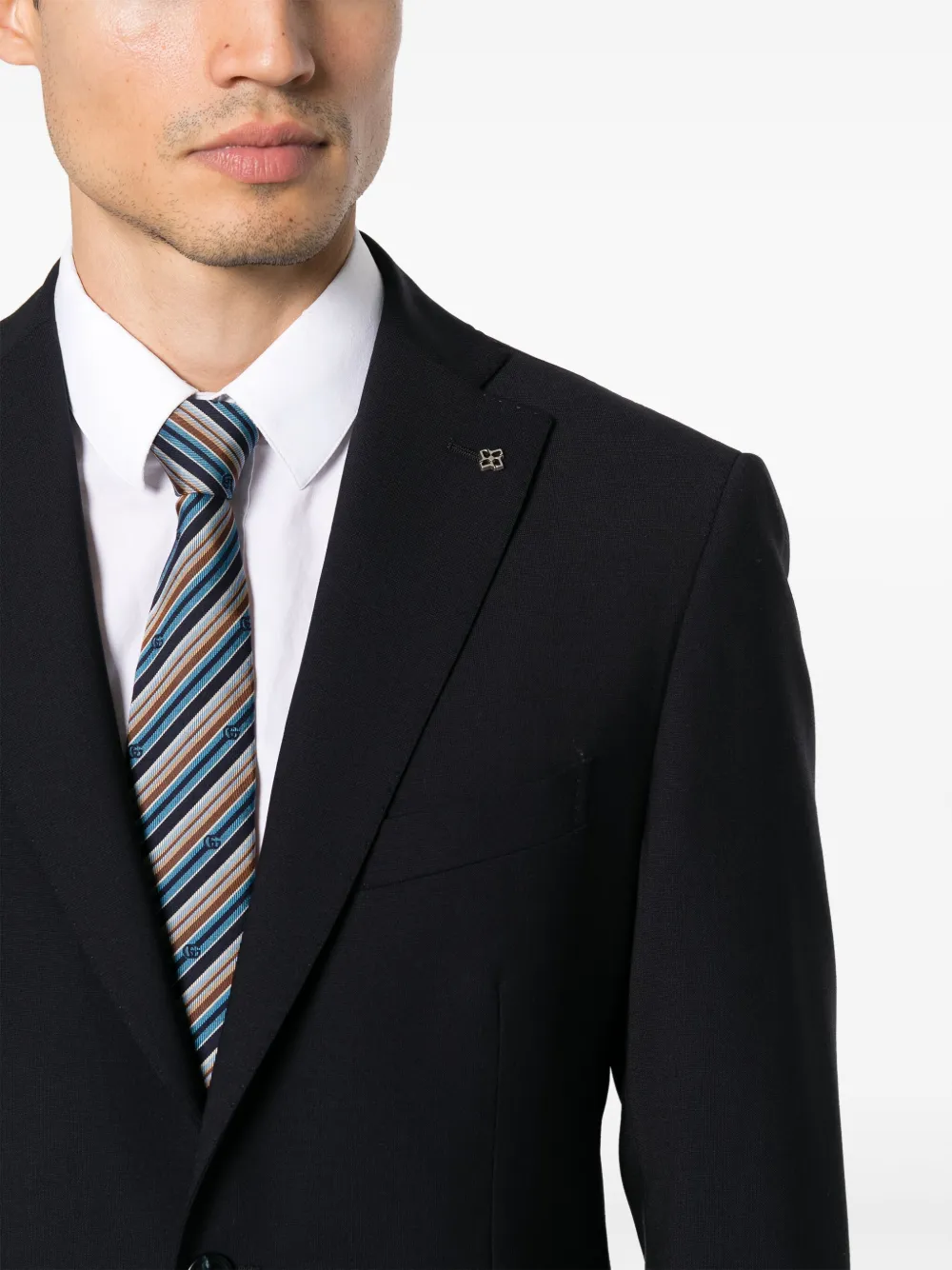 大割引 | Suit single-breasted brooch-detail Tagliatore Blue FARFETCH | トップス