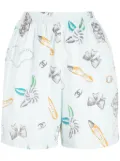 CHANEL Pre-Owned 1990s Icon-print high-waist shorts - Blue