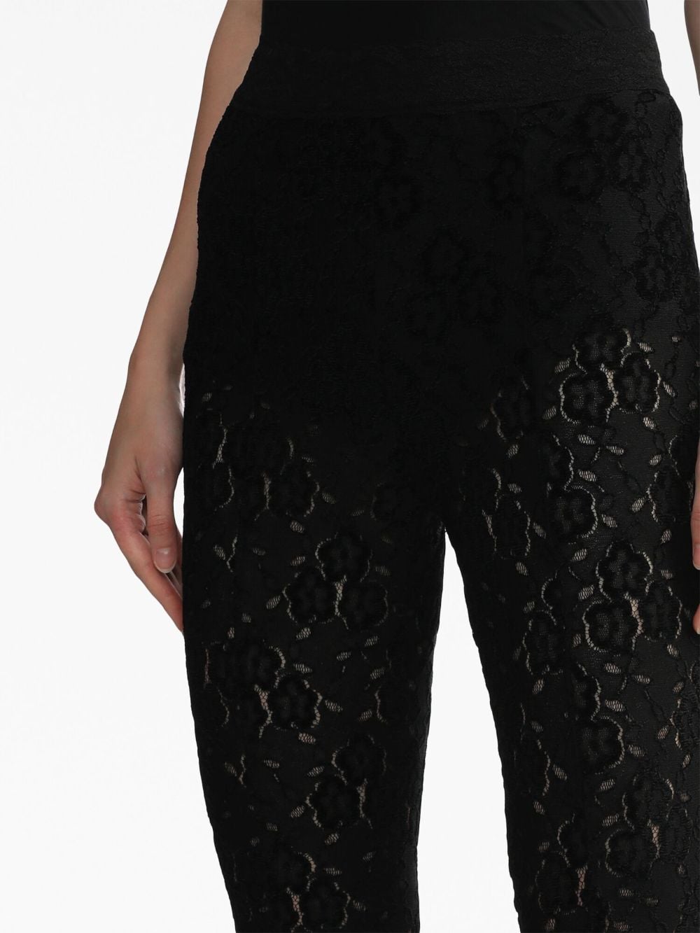 Shop Andersson Bell Floral-lace Flared Trousers In Black
