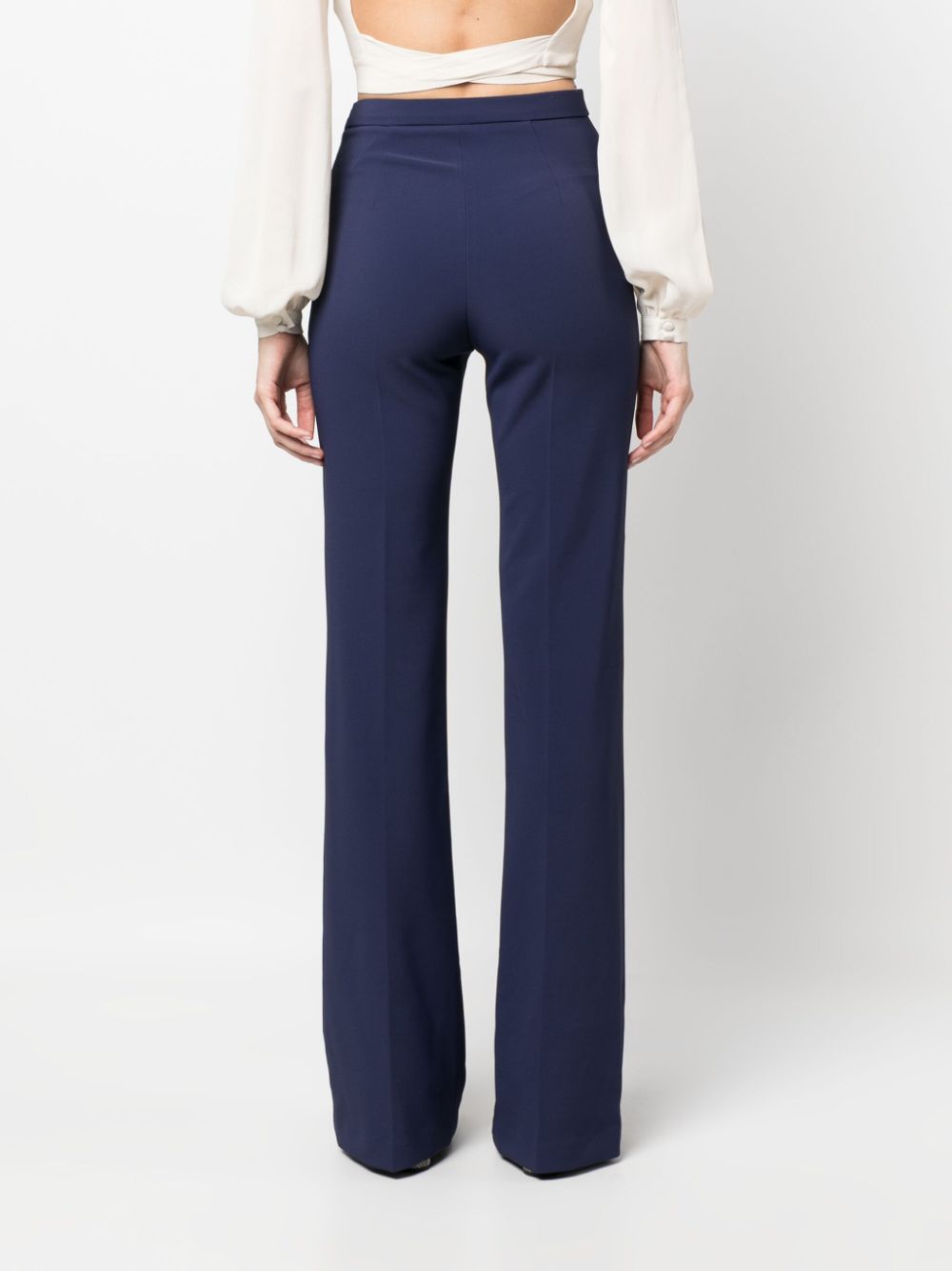 Shop Elisabetta Franchi Chain-detail Straight-leg Trousers In Blue