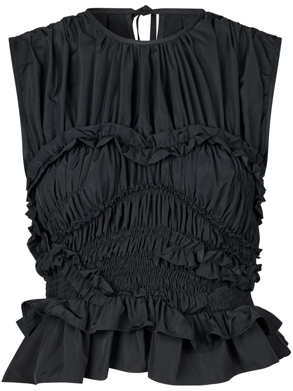 Shop Cecilie Bahnsen Uphi Ruffle-detail Sleeveless Top In Black