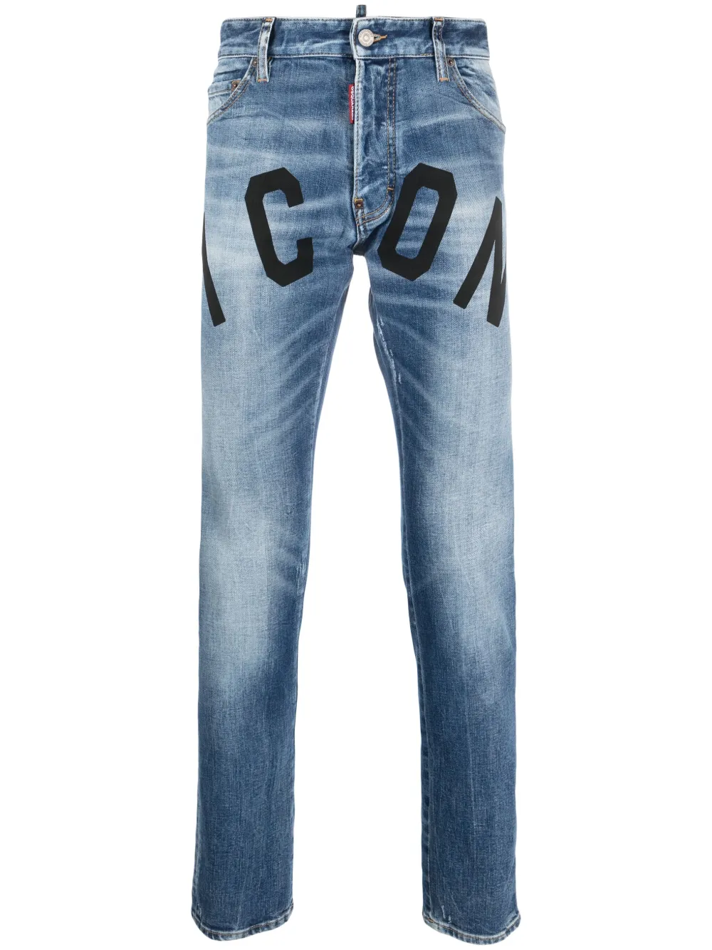 Icon-print slim-cut jeans