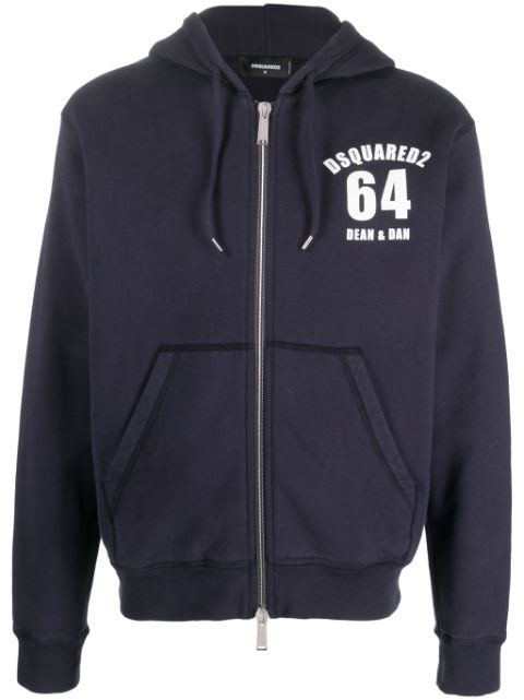 DSQUARED2 logo-print zip-fastening hoodie Men