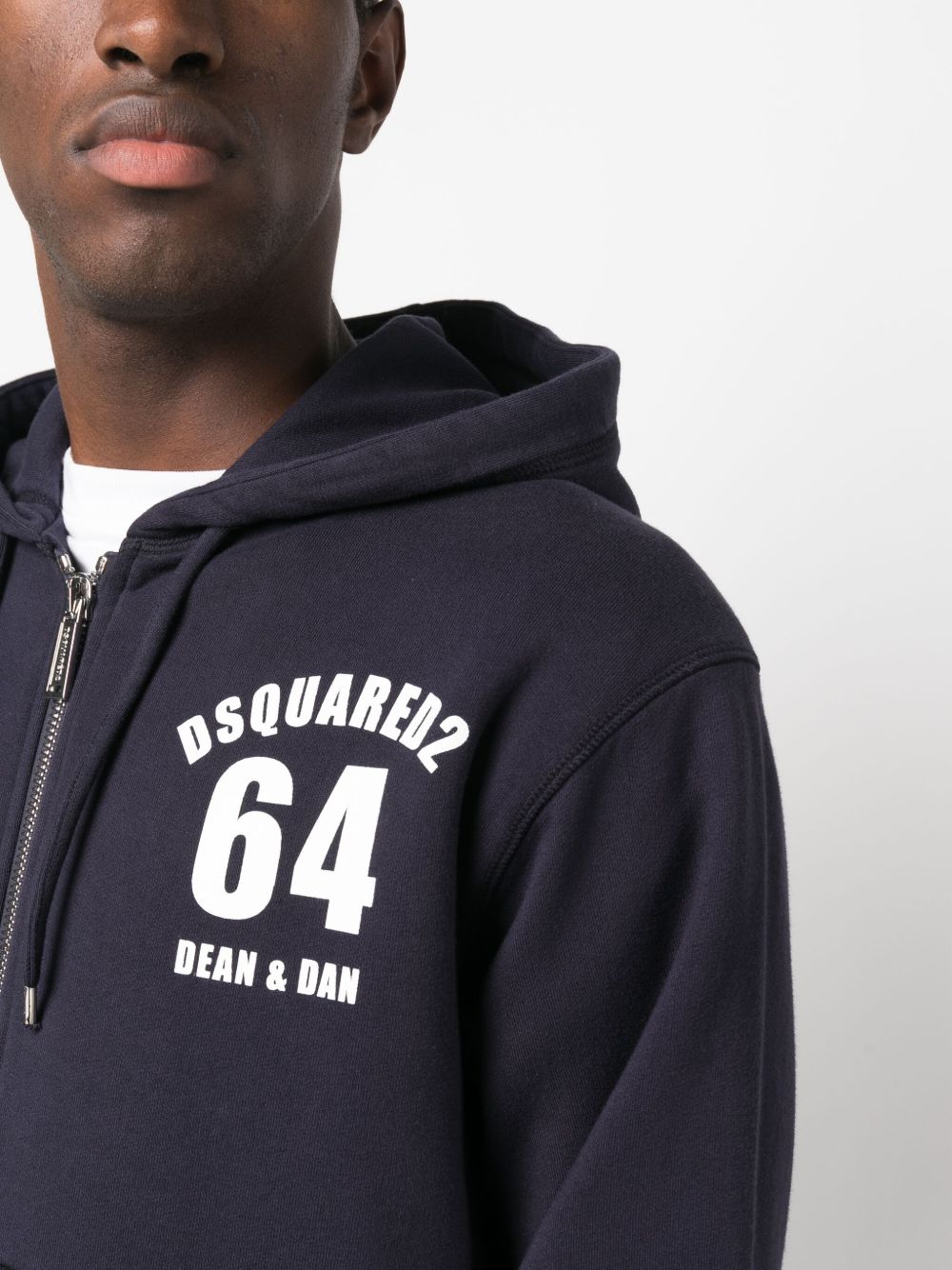 Cheap DSQUARED2 logo-print zip-fastening hoodie Men