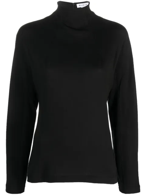 Alaïa mock-neck cotton blouse