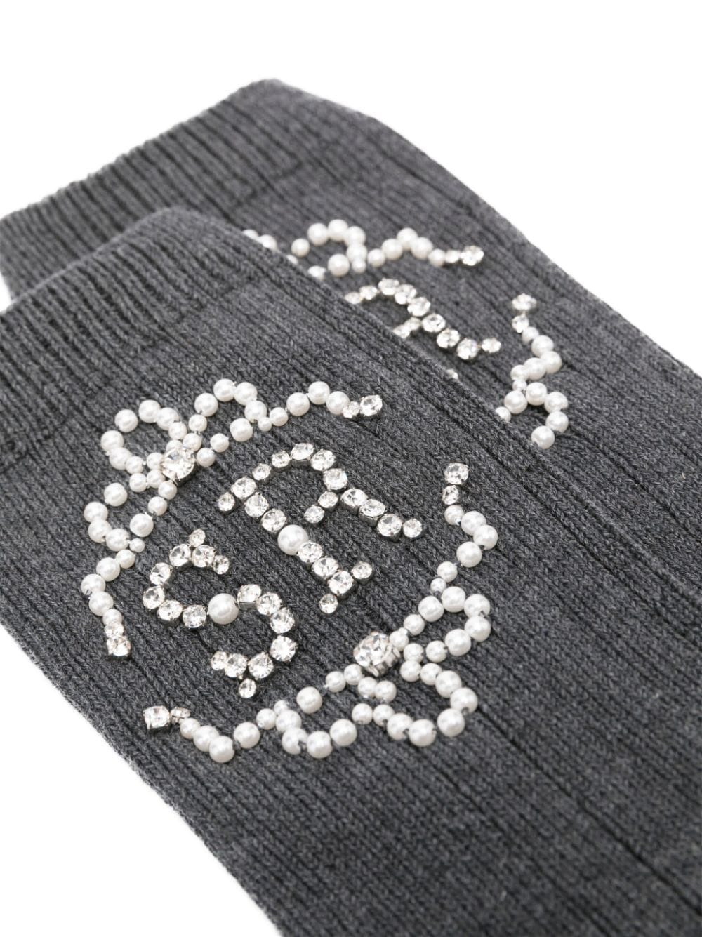 Shop Simone Rocha Monogram-embellished Cotton Socks In Grey
