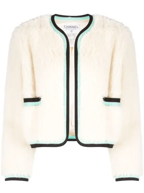 CHANEL Pre-Owned chamarra sin cuello con logo 1994