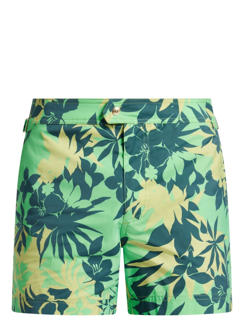 Tom Ford Floral-print Swim Shorts In Green