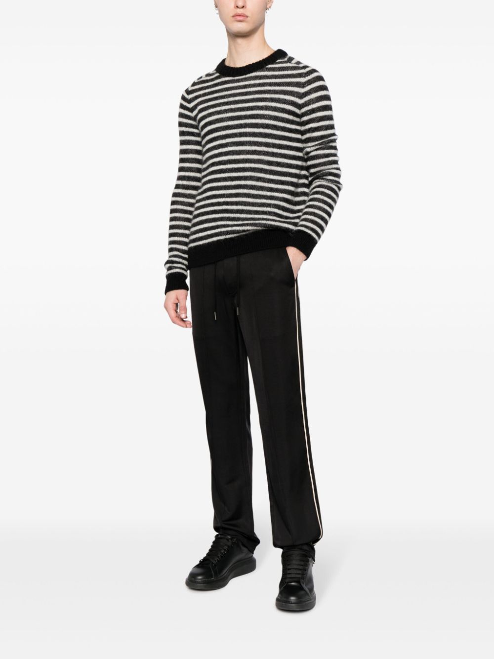 TOM FORD stripe-detail cotton track pants - Black