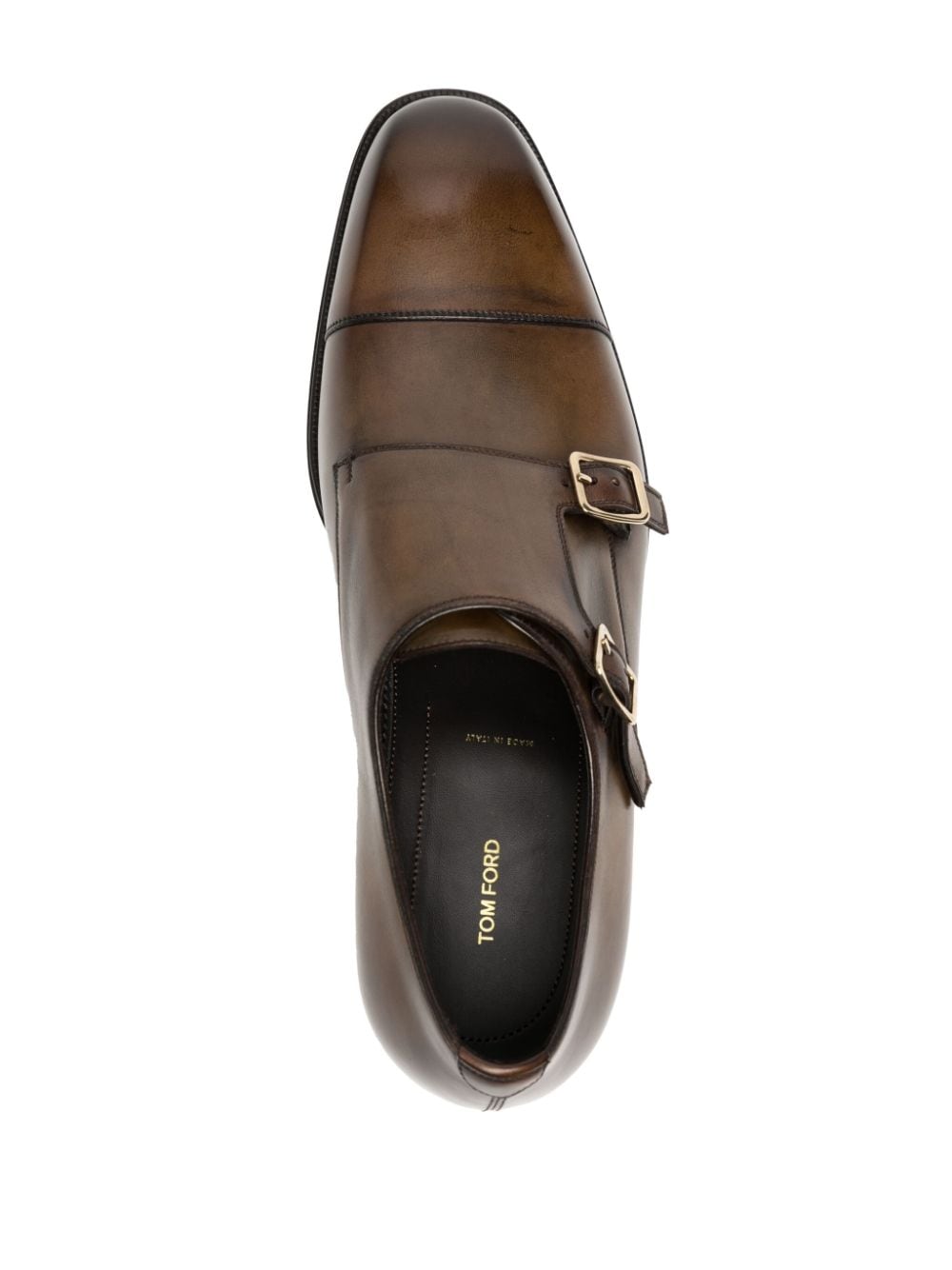 Shop Tom Ford Elkan Leather Monk Shoes In Braun
