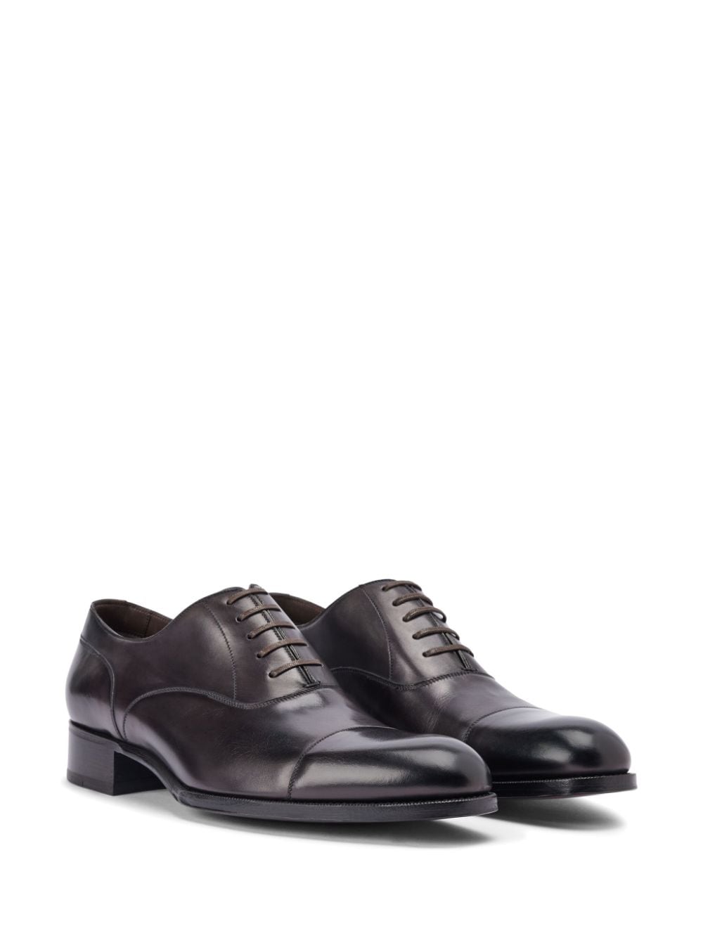 Shop Tom Ford Leather Oxford Shoes In Brown