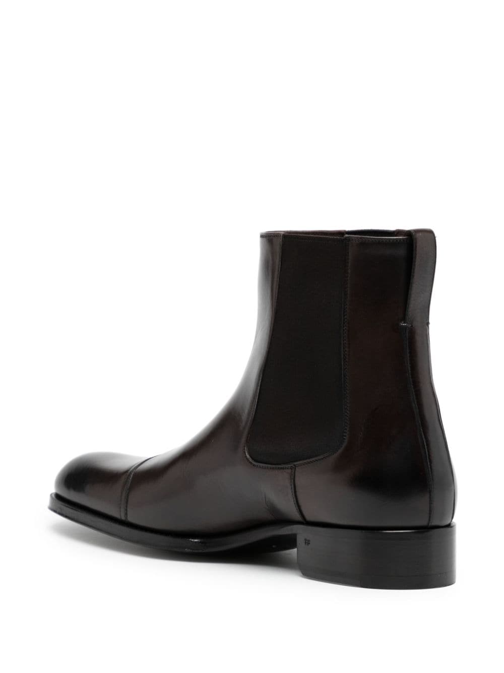 Shop Tom Ford Leather Chelseedgar Leather Chelsea Bootsa Boots In Brown