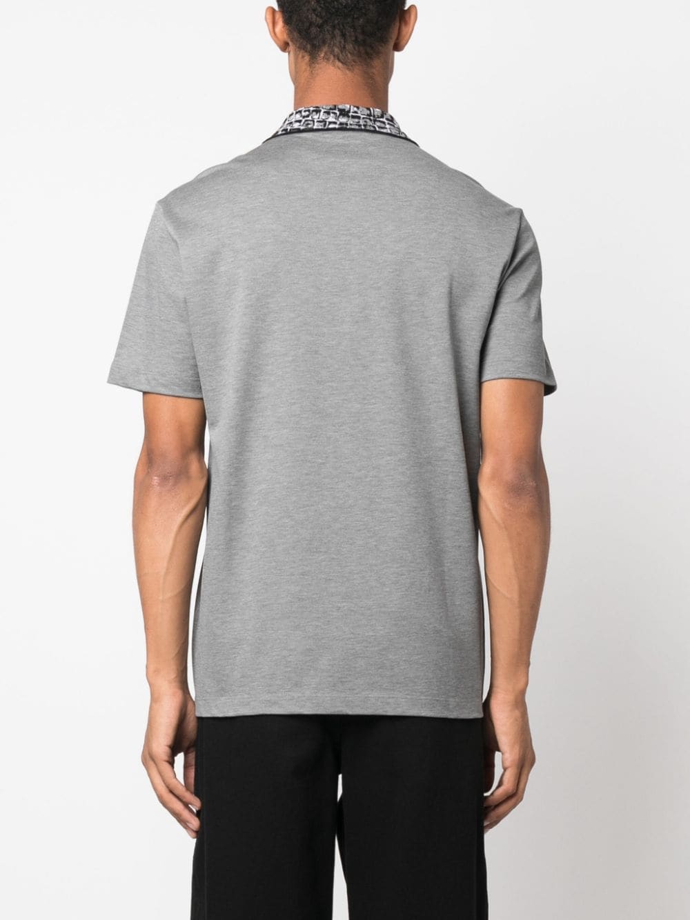 Shop Versace Coccodrillo Cotton Polo Shirt In Grey