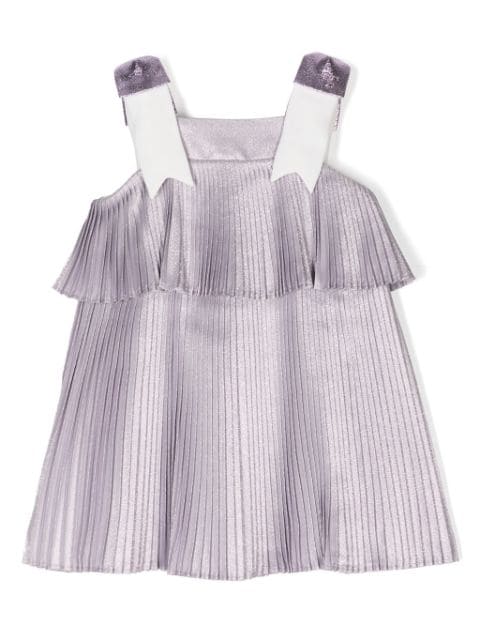 Hucklebones London bow-detail pleated tiered dress