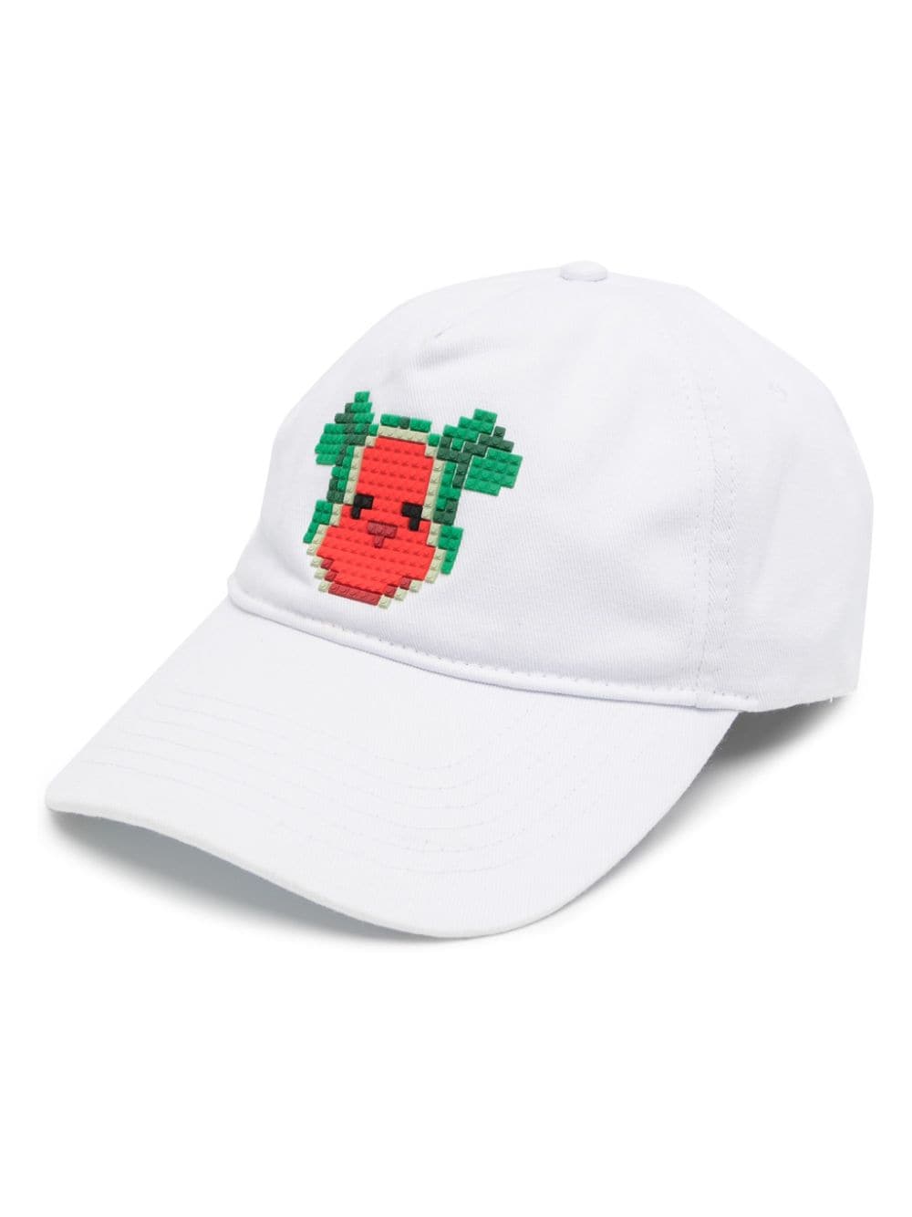 Mostly Heard Rarely Seen 8-bit Watermelon Bear Twill Baseball Cap In White