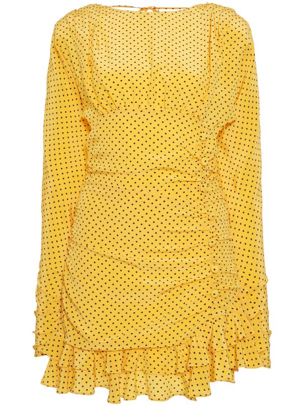 Alessandra Rich polka dot Ruched Silk Minidress Farfetch