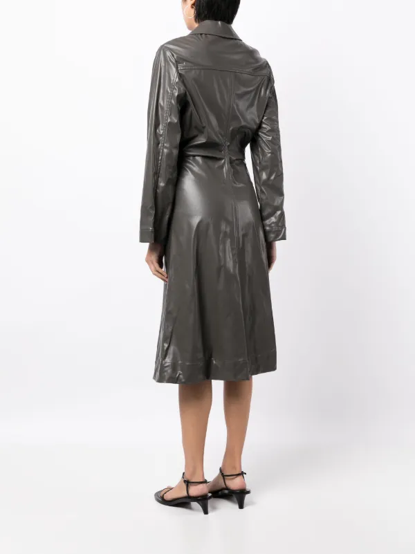 slim fit dress slacks Ruched Faux Leather Dress Black / S