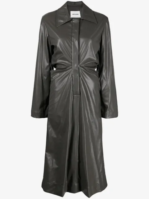 Low Classic robe-chemise froncée en cuir artificiel