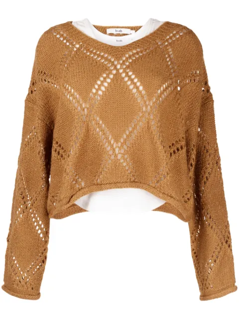 b+ab open-knit V-neck jumper 