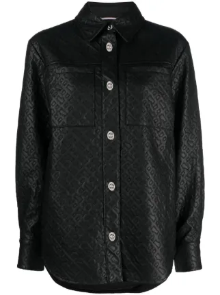 BOSS monogram-embossed long-sleeve Shirt | Black | FARFETCH