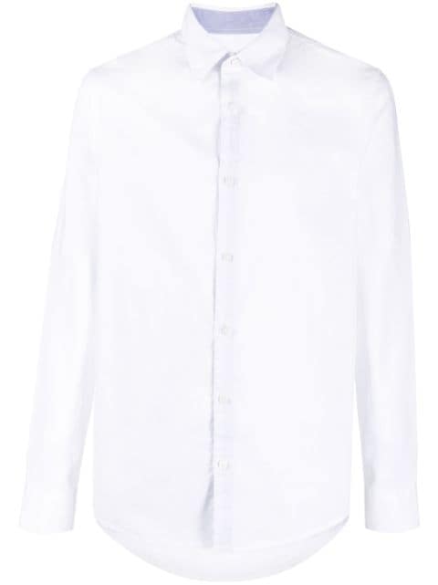 Armani Exchange logo-embroidered long-sleeve cotton shirt