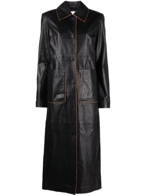 REMAIN single-breasted leather maxi coat