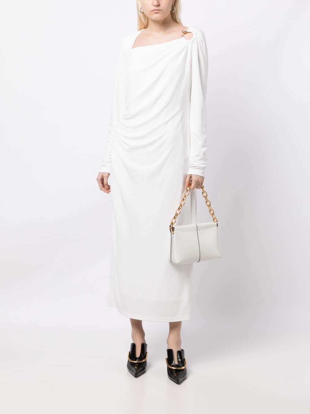 Shop Acler Anderston Long-sleeve Midi Dress In White