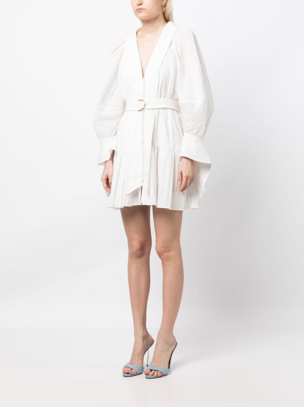 Shop Acler Greenwell Belted-waist Minidress In White