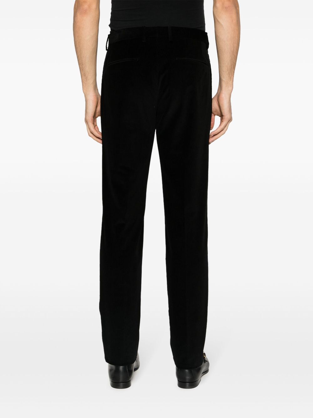 Shop Tagliatore Corduroy Straight-leg Cotton Trousers In Black