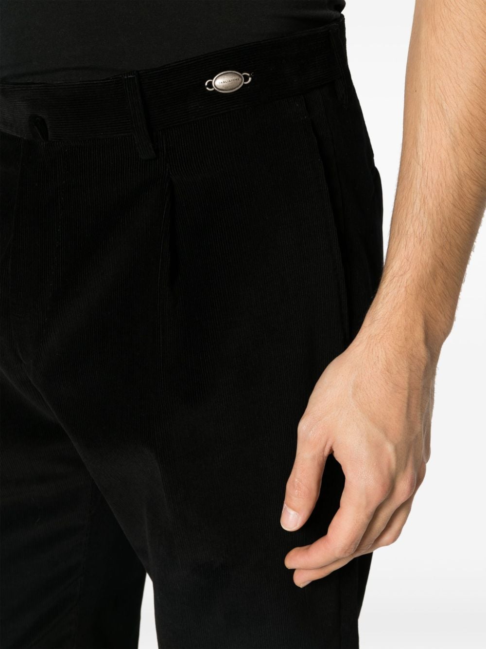 Shop Tagliatore Corduroy Straight-leg Cotton Trousers In Black