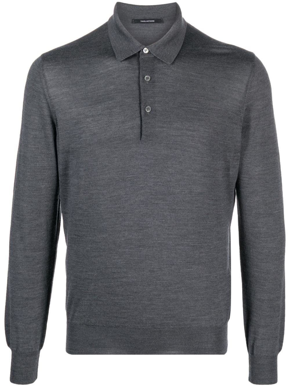 button-fastening virgin wool polo shirt
