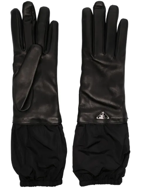Prada enamel-logo leather gloves