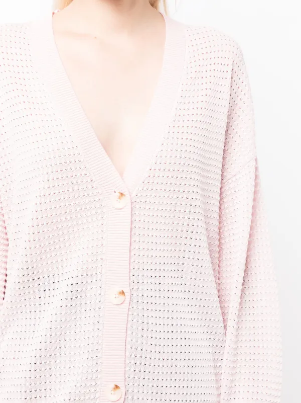 REMAIN open-knit V-neck Cardigan Pink FARFETCH LB