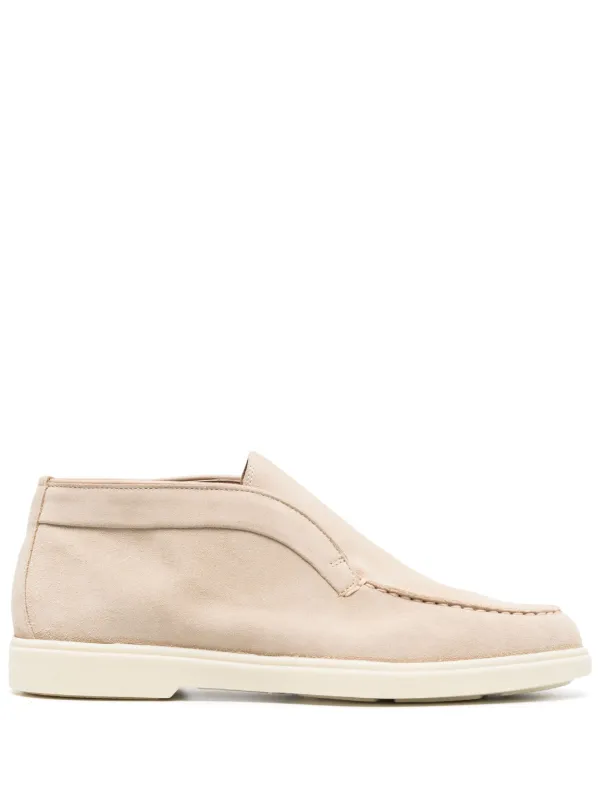 Santoni Suede Slip-on Loafers in Neutrals