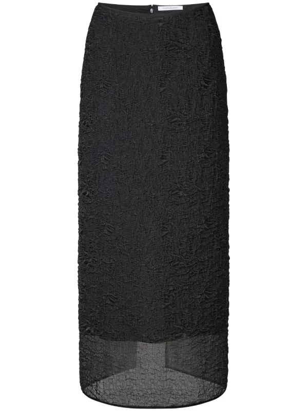 Cecilie Bahnsen Uka Matelassé Midi Skirt in Black