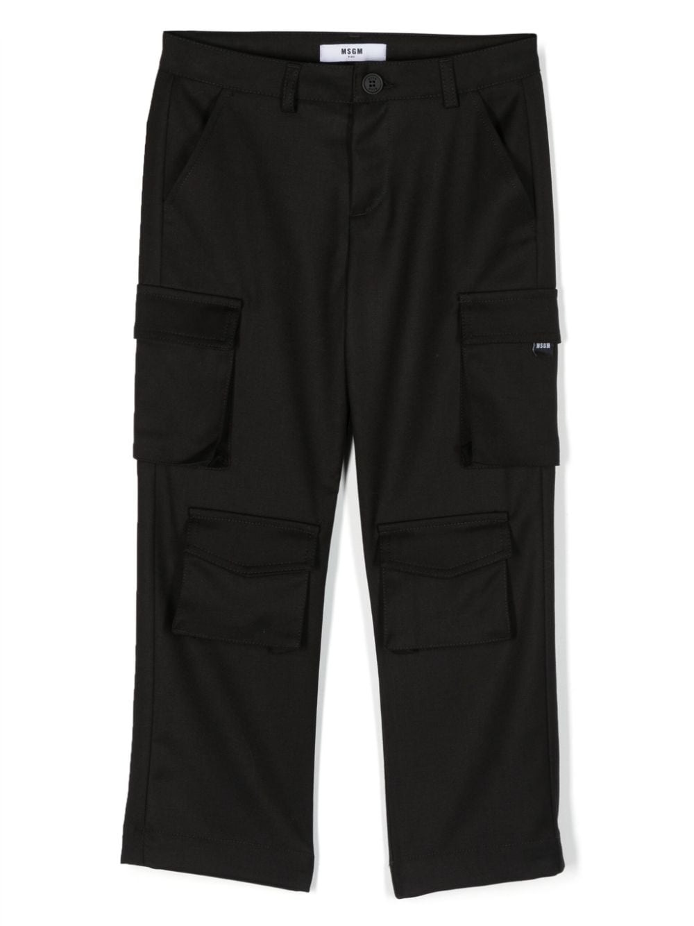 msgm kids pantalon droit à poches multiples - noir