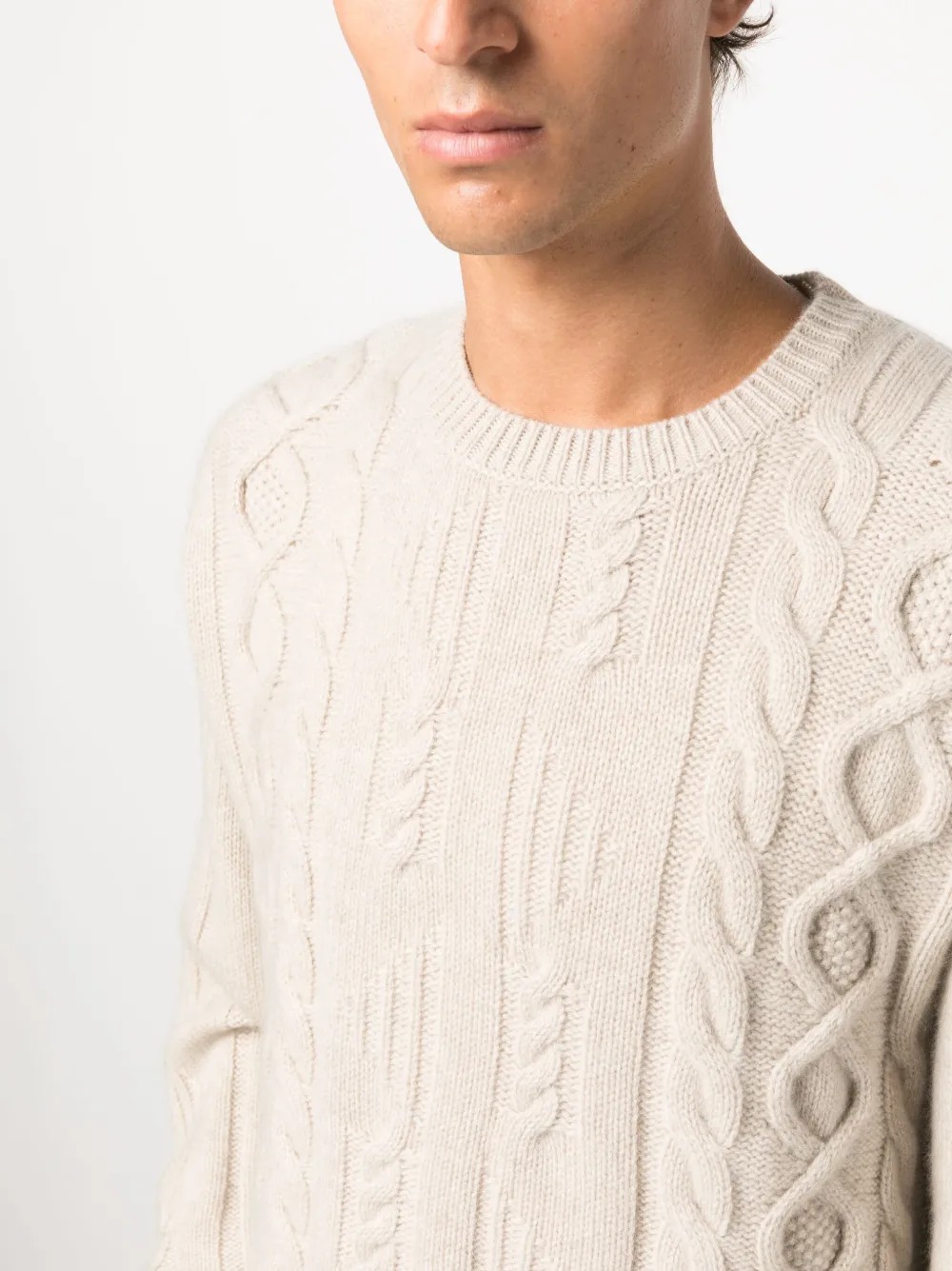 Shop Boglioli Cable-knit Cashmere Jumper In Neutrals