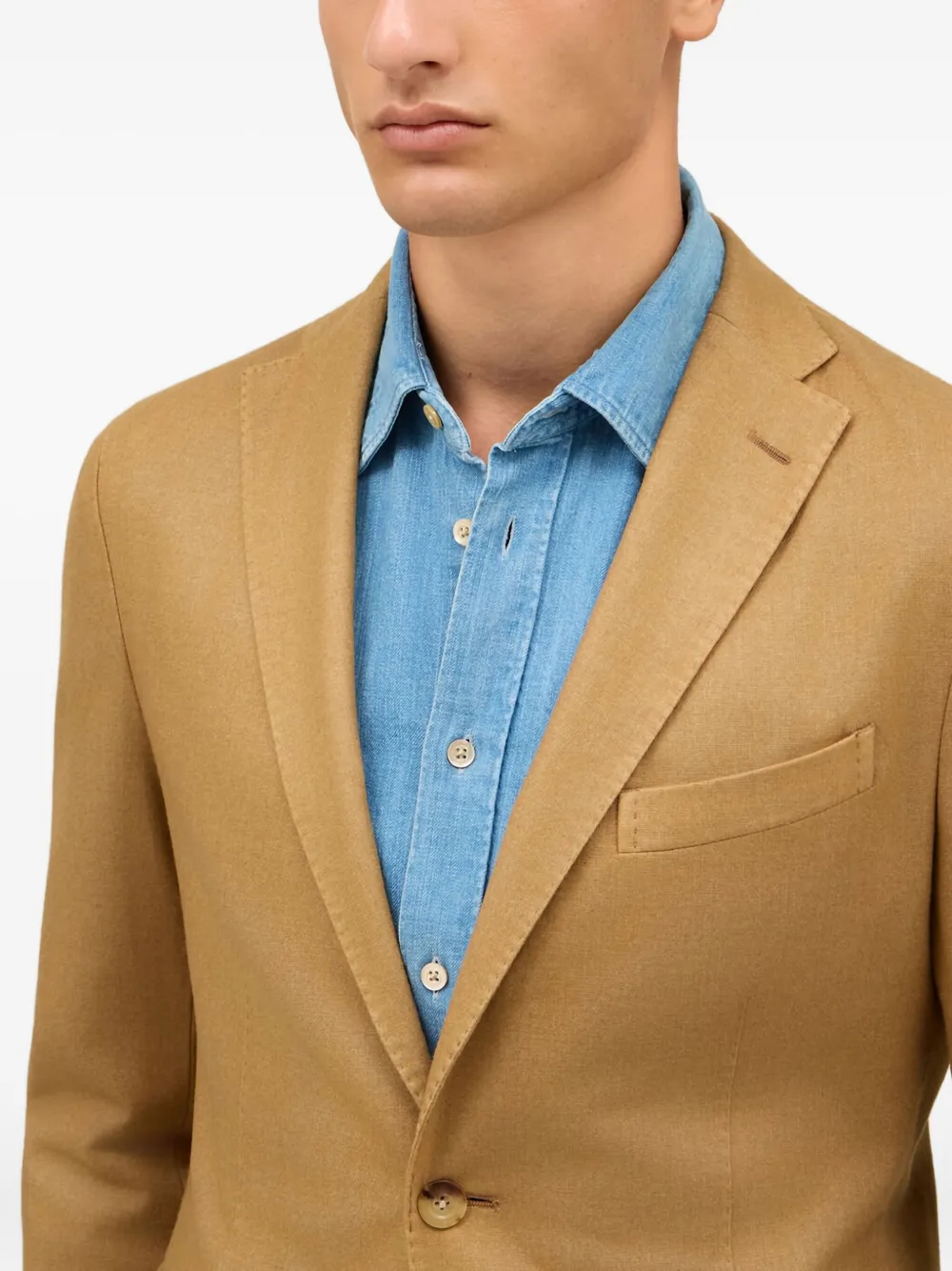 Boglioli Blazer met enkele rij knopen Bruin