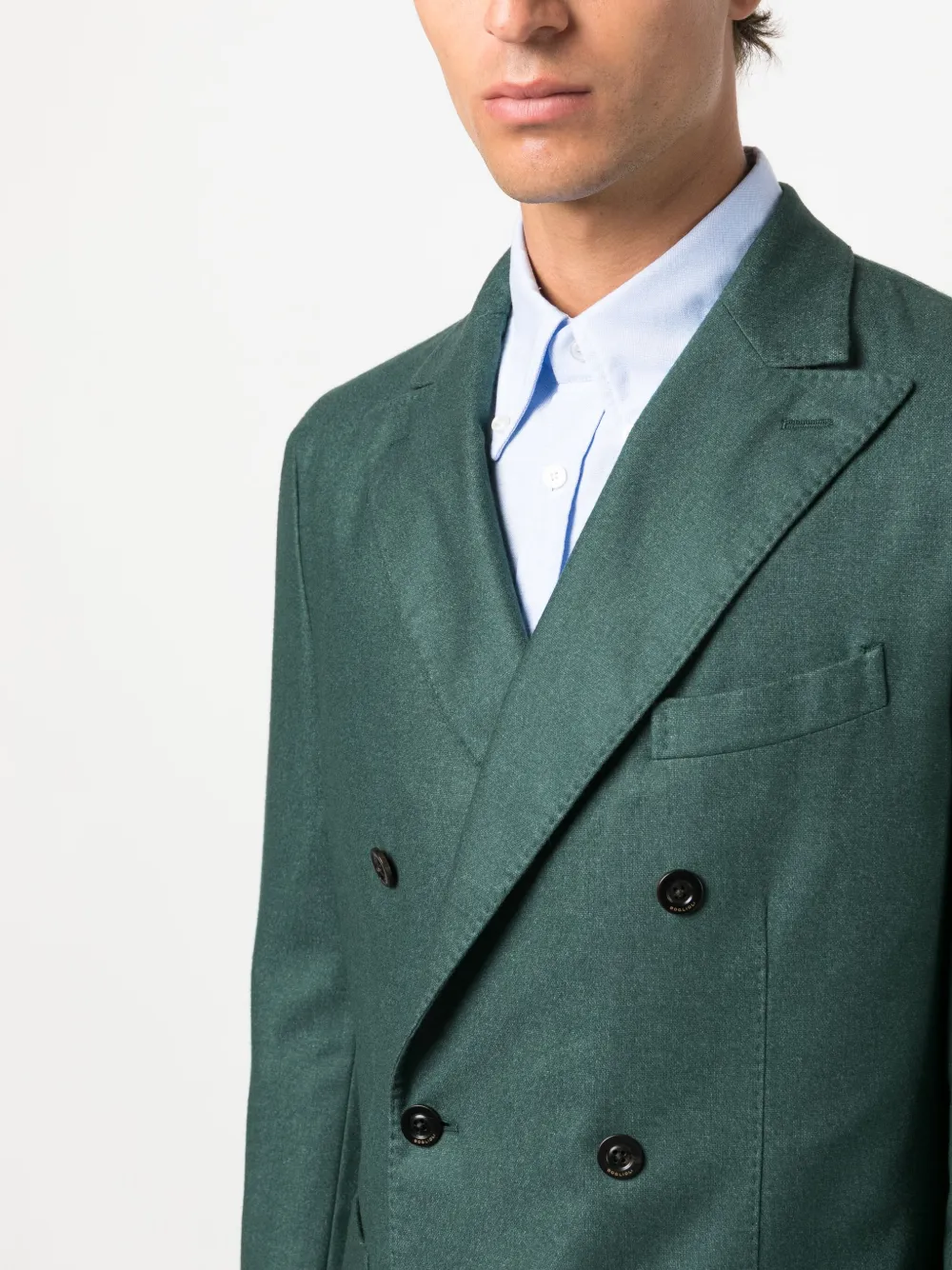 Shop Boglioli Wide-lapel Double-breasted Blazer In Green