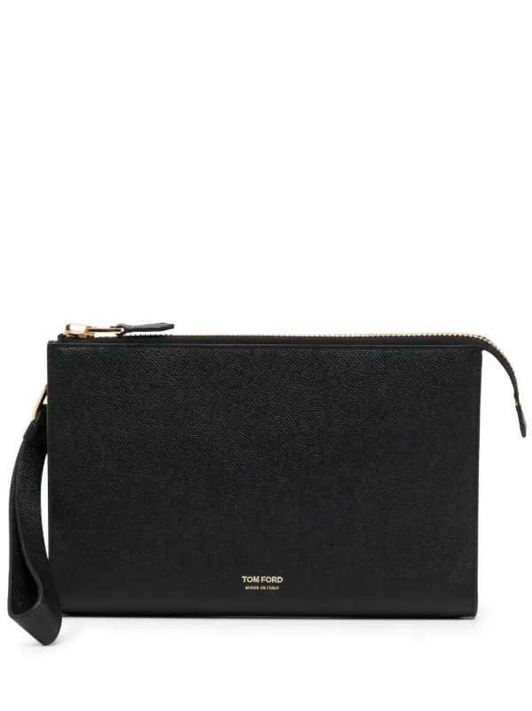 TOM FORD logo-lettering Leather Pouch Bag - Farfetch