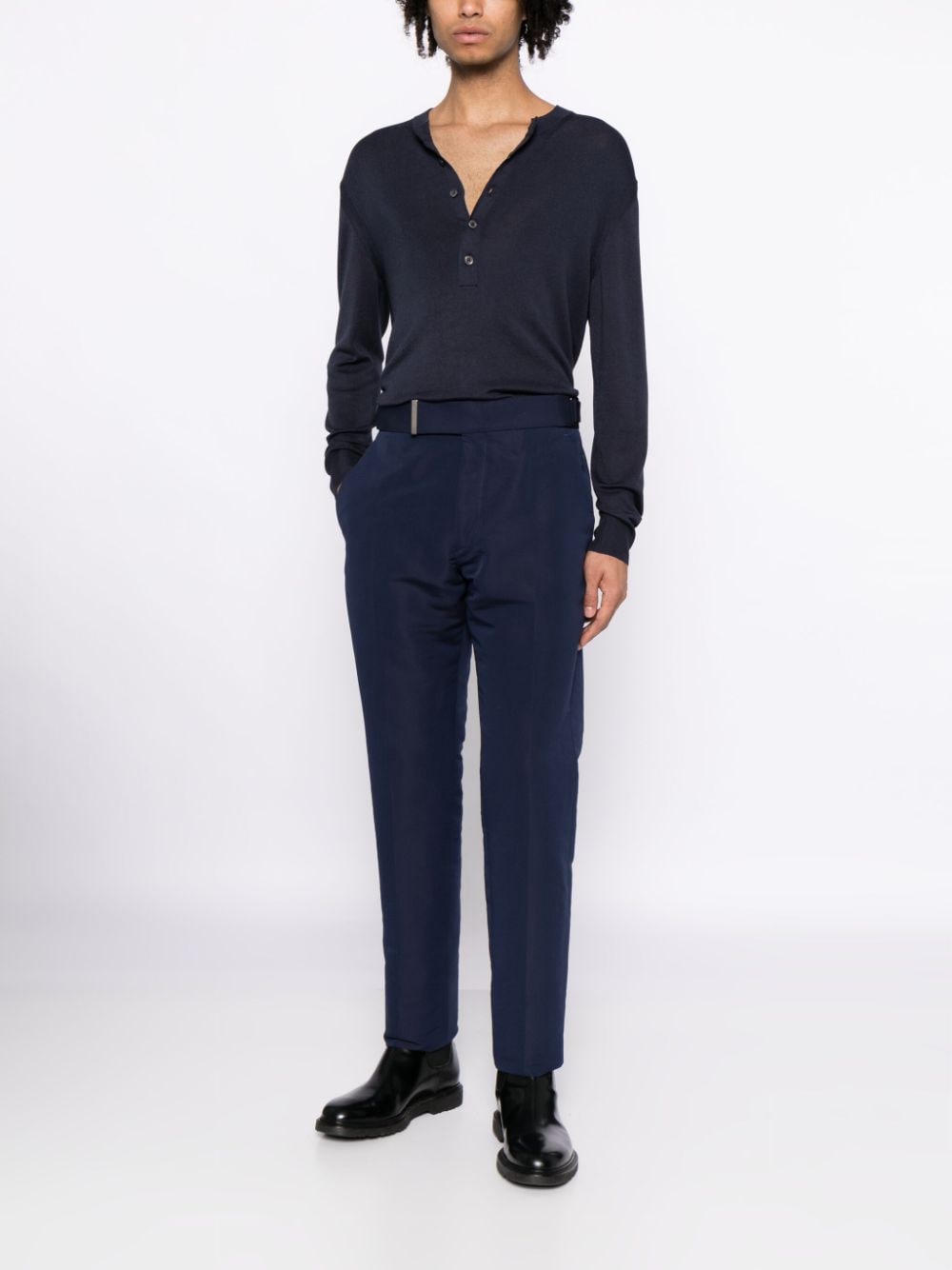TOM FORD Atticus belted tailored trousers - Blauw