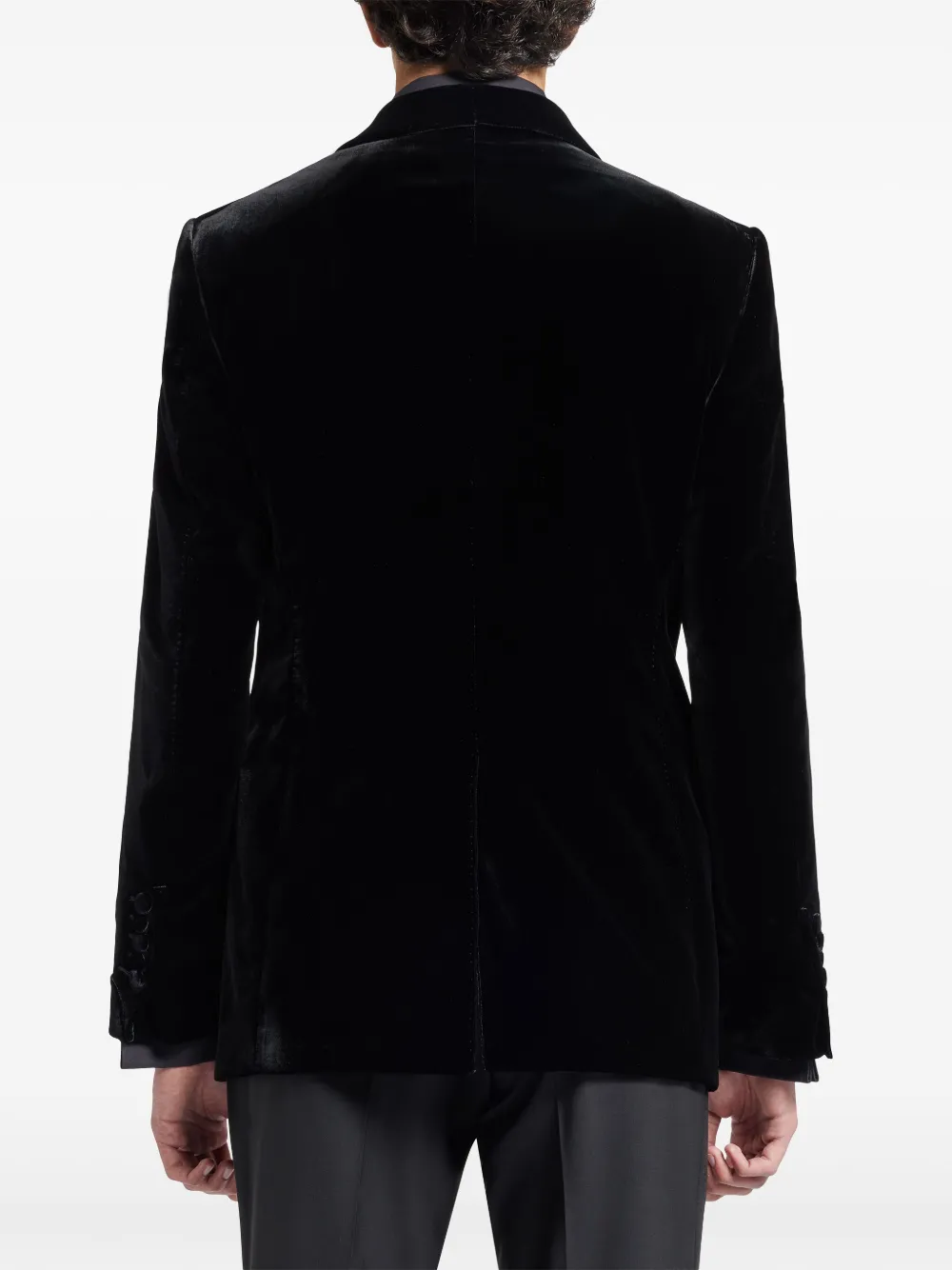 TOM FORD Fluwelen blazer met enkele rij knopen Zwart