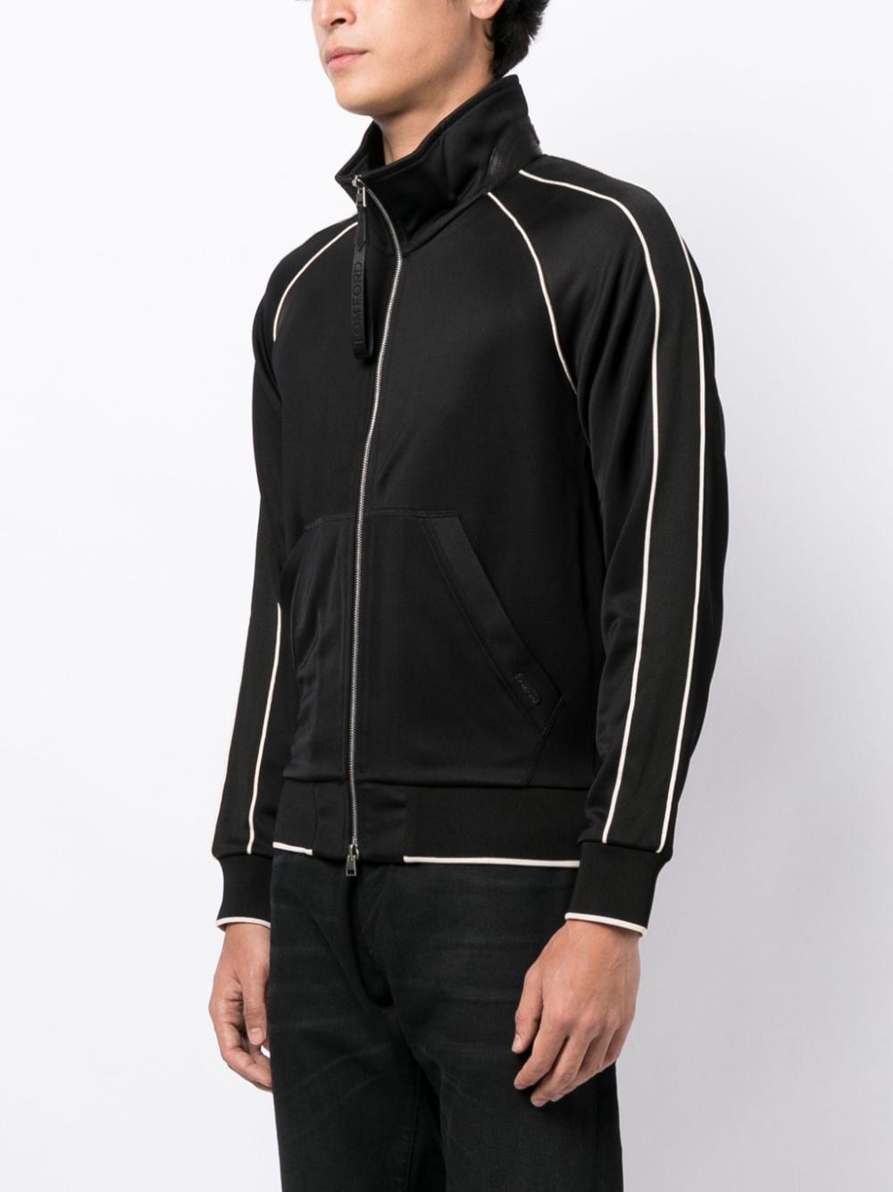 Shop Tom Ford Logo-patch Zip-up Jacket In Black